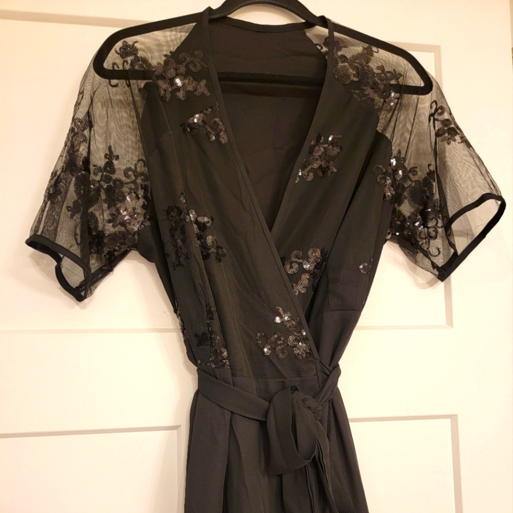 Black Wrap Sequin Dress 1XL